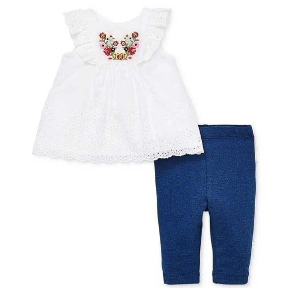 Little Me Other - NFS. Little Me 2pc eyelet floral embroidered set